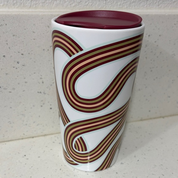 2024 Starbucks Fall Gold Maroon Ribbon Travel Cup 12oz - Picture 3 of 6